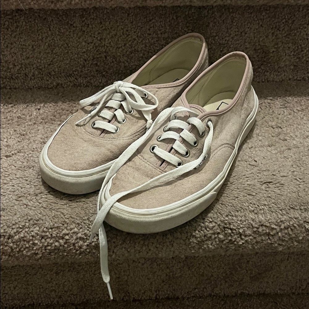 Vans Khaki with pink accent Suede
